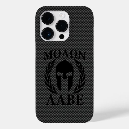 Coques Case-Mate iPhone Molon Labe Warriors Laurels sur le carbone noir (Verso)