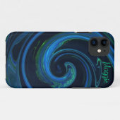 Coques Case-Mate iPhone Molten Malachite Azurite Vague Abstraite (Dos (Horizontal))