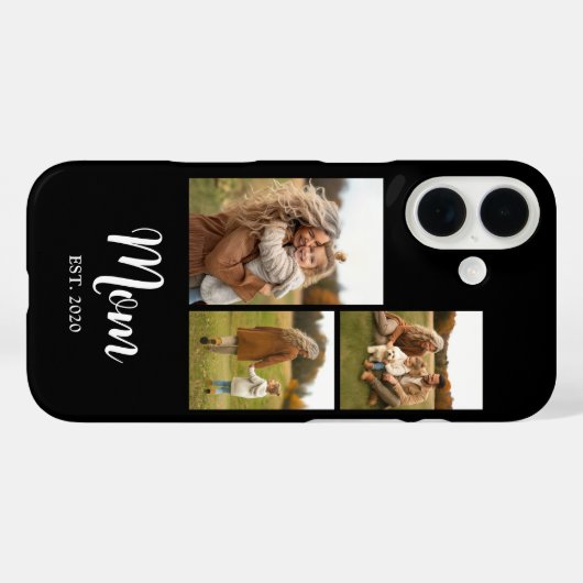 Coques Case-Mate iPhone Mom Established Modern Script Text Black 3 Photo (Verso (horizontal))