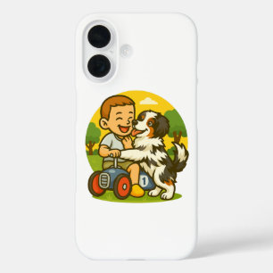 Coques iPhone 16 Moment de jeu entre un adorable chiot et un enfant