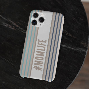 Coque Pour iPhone 14 Momlife bleu turquoise et beige