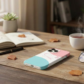 Coques Case-Mate iPhone Momogramme géométrique Abstrait rose et bleu éléga