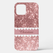 Coques Case-Mate iPhone Mon nom Coeurs blancs sur Or Rose (Verso)