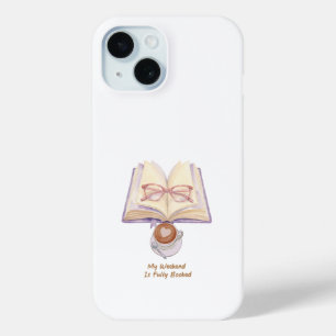 Coque Pour iPhone 15 Mon week-end est complet Amoureux de livres cosy