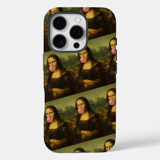 Coques Case-Mate iPhone Mona Lisa soufflant de bulle rose (Verso)