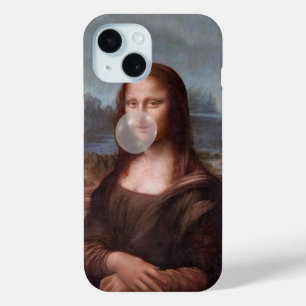 Coque Pour iPhone 15 Mona Lisa souffle de bulle grise gomme