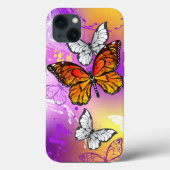 Coques Case-Mate iPhone Monarch Butterflies on Purple Background (Verso)