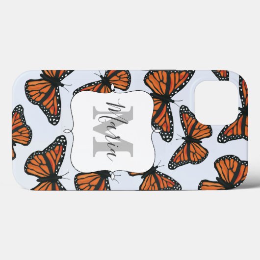 Coques Case-Mate iPhone Monarque papillon Monogramme Fille botanique (Verso (horizontal))
