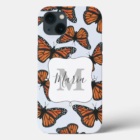 Coques Case-Mate iPhone Monarque papillon Monogramme Fille botanique (Verso)