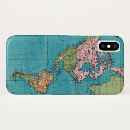 Coques Case-Mate iPhone Monde, la projection de Mercator (Dos (Horizontal))