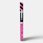 Coques Case-Mate iPhone Mongram de Pink Glitter Black Chevron (Verso / Gauche)
