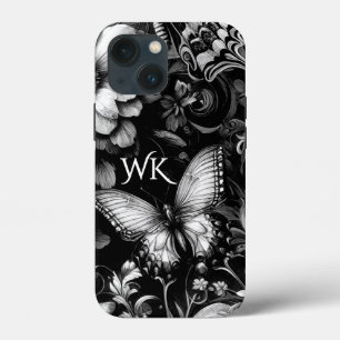 Case-Mate iPhone Case Monochrome Antique Papillons Floraux Monogramme