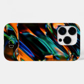 Coques Case-Mate iPhone Monochrome en métal liquide brillant avec nom (Verso (horizontal))