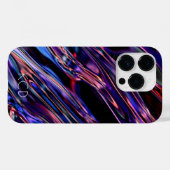 Coques Case-Mate iPhone Monochrome en métal liquide brillant avec nom (Verso (horizontal))
