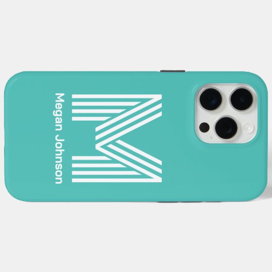 Coques Case-Mate iPhone Monogram Aqua moderne (Verso (horizontal))