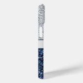 Coques Case-Mate iPhone Monogram Argent Paillettes Bleu Foncé Tendance Chi (Verso / Droite)