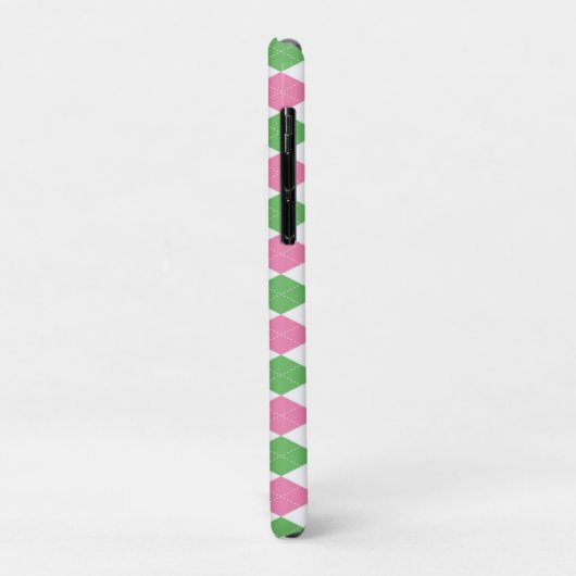 COQUES Case-Mate iPhone MONOGRAM ARGYLE PINK GREEN PATTERN (Dos/Gauche)