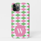 COQUES Case-Mate iPhone MONOGRAM ARGYLE PINK GREEN PATTERN (Dos)