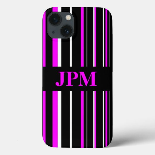 Coques Case-Mate iPhone Monogram Black, code-barres rose rayé (Verso)