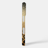 Coques Case-Mate iPhone Monogram Black Gold Glitter Leopard Print (Verso / Droite)