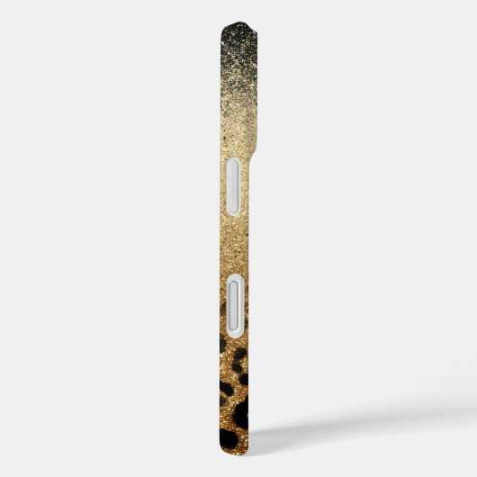 Coques Case-Mate iPhone Monogram Black Gold Glitter Leopard Print (Verso / Droite)
