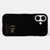 Coques Case-Mate iPhone Monogram Black Gold Professional Élégant élégant (Verso (horizontal))