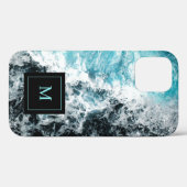 Coques Case-Mate iPhone Monogram Blue Black Ocean Waves Hawaii (Verso (horizontal))