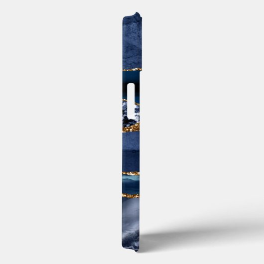 Coques Case-Mate iPhone Monogram Blue Gold Parties scintillant Agate Marbl (Verso / Droite)