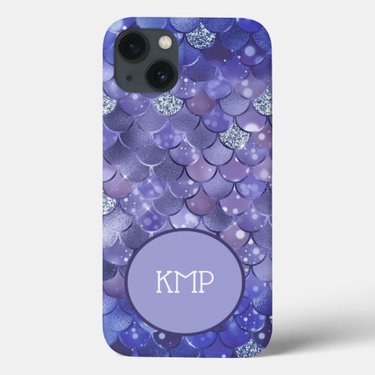 Coques Case-Mate iPhone Monogram Blue Silver Parties scintillant sirène éc (Verso)
