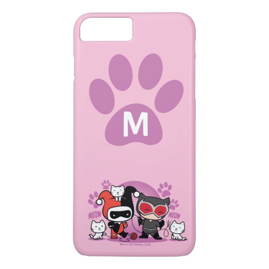 Coques Case-Mate iPhone Monogram Chibi Harley Quinn & Catwoman Avec Chats (Dos)