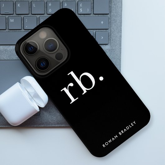 Coques Case-Mate iPhone Monogram Classic Elegant Minimum Black and White