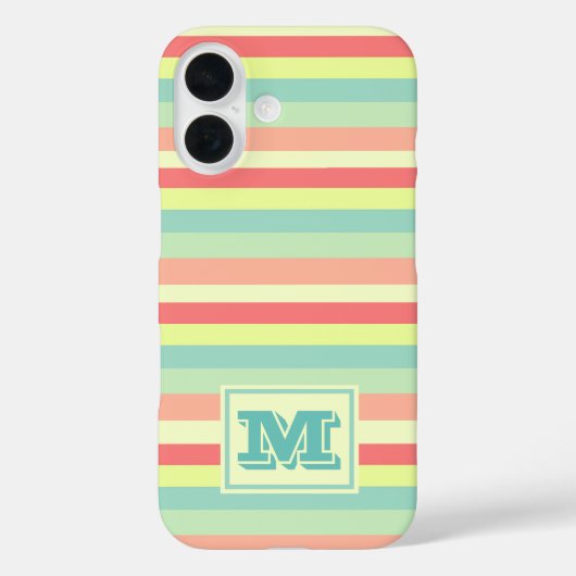 Coques Case-Mate iPhone Monogram Colorful Summer Pastel Stripes (Verso)