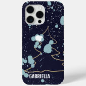 Coques Case-Mate iPhone Monogram cute navy blue gold white snow tree name (Verso)