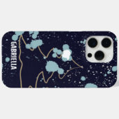 Coques Case-Mate iPhone Monogram cute navy blue gold white snow tree name (Verso (horizontal))