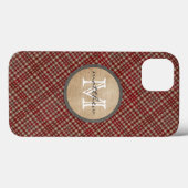 Coques Case-Mate iPhone monogram de Red Plaid (Verso (horizontal))