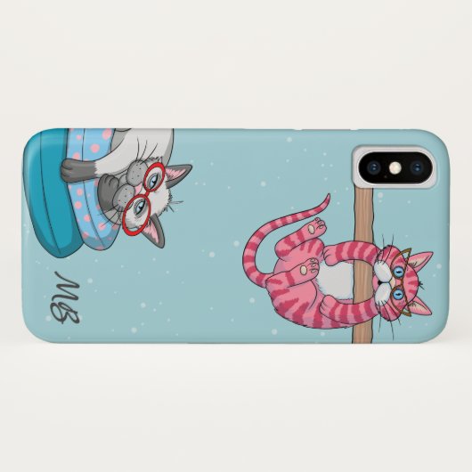 Coques Case-Mate iPhone Monogram Funny Whimsical Chats tendance moderne (Dos (Horizontal))