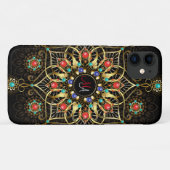 Coques Case-Mate iPhone Monogram Gold Turquiose Red Mandala Jewel (Dos (Horizontal))