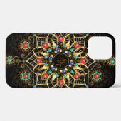 Coques Case-Mate iPhone Monogram Gold Turquiose Red Mandala Jewel (Verso (horizontal))