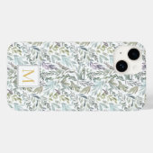 Coques Case-Mate iPhone Monogram Green Blue Botanical Watercolor (Verso (horizontal))