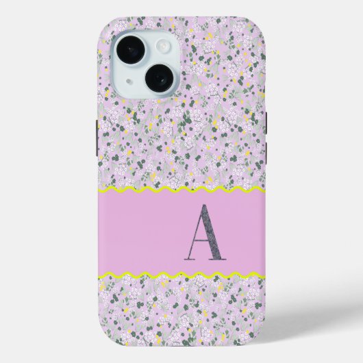 COQUES Case-Mate iPhone MONOGRAM INITIAL A LILAC PETITES FLEURS (Verso)