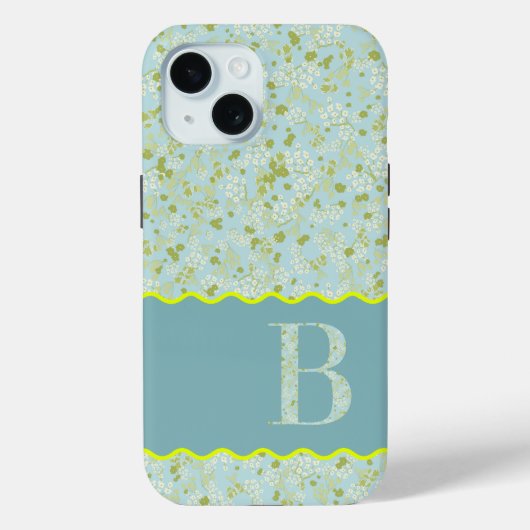 COQUES Case-Mate iPhone MONOGRAM INITIAL B ACQUA PETITES FLEURS (Verso)