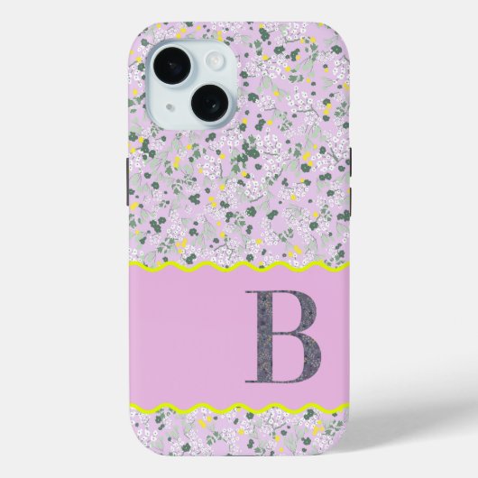 COQUES Case-Mate iPhone MONOGRAM INITIAL B LILAC PETITES FLEURS (Verso)
