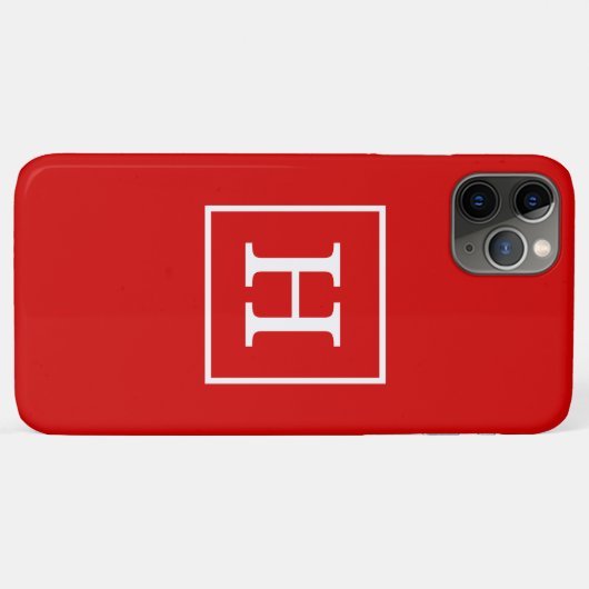 Coques Case-Mate iPhone Monogram initial de Red White Framed (Dos (Horizontal))