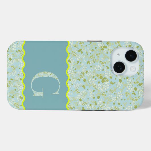 COQUES Case-Mate iPhone MONOGRAM INITIAL G ACQUA PETITES FLEURS (Verso (horizontal))