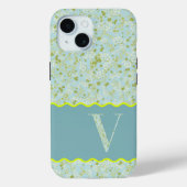 COQUES Case-Mate iPhone MONOGRAM INITIAL V ACQUA PETITES FLEURS (Verso)