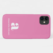 Coques Case-Mate iPhone Monogram Initials Minimal Simple Pink Modern (Dos (Horizontal))