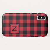 Coques Case-Mate iPhone Monogram Lumberjack Rouge noir Buffle Plaid (Dos (Horizontal))