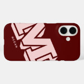 Coques Case-Mate iPhone Monogram Minimalist Maroon Burgundy Blush Pink (Verso (horizontal))