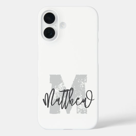 Coques Case-Mate iPhone Monogram Modern Cool Grunge Ajouter Votre Nom (Verso)