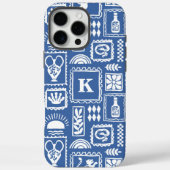 Coques Case-Mate iPhone Monogram Moderne Bleu Blanc Motif Abstrait (Verso)